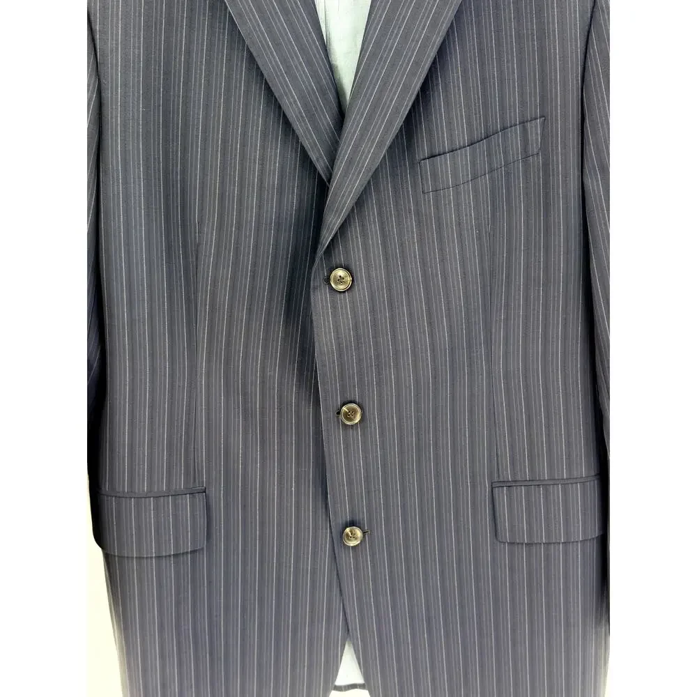 BOSS Hugo Boss Mens Rossolini Navy Pinstripe 3-Button Sport Coat Blazer Size 48L